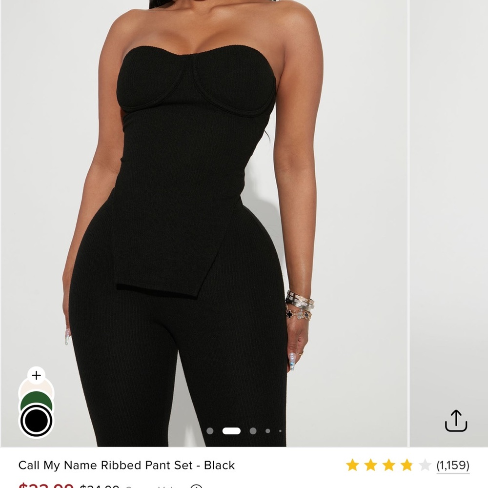 Fashion Nova Black Ribbed Set
